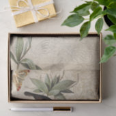 Vögel auf Ast-Grünblätterschmetterling-Decopage Seidenpapier (Geschenk)