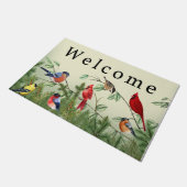  Vögel auf Baumhautmatte, natürliche Haustürmatte Fußmatte (Schrägansicht)