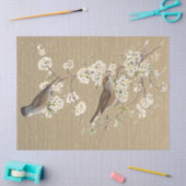 Vögel auf blühenden Zweigen Gold-Französisch-Drehb Seidenpapier (Basteln)