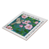 Vogel auf Blume: Vers von Psalm 37:4 Keramik Tile Fliese (Seite)
