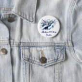 Vogel auf Blumenstrauß (Blau) Button (Beispiel)