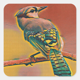 Vögel auf dem Ast Quadratischer Aufkleber