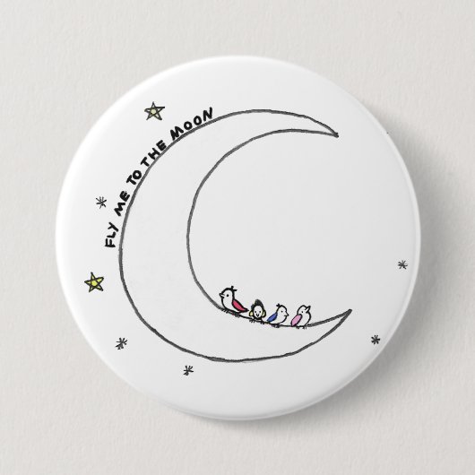 Vögel auf dem Mond-Button Button (Vorderseite)