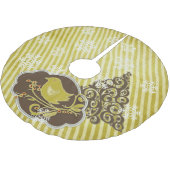 Vogel auf dem Olive Stripe Holiday Tree Rock Polyester Weihnachtsbaumdecke (Schrägansicht)