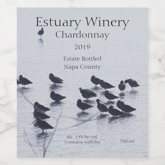 Vögel auf dem See Weinetikett (Einzelnes Label)