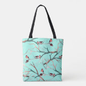 Vögel auf den Baumzweigen Aquarellmalerei Tasche (Rückseite)