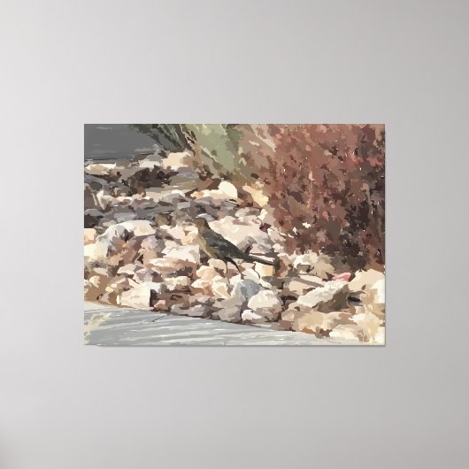 Vogel auf den Felsen Stretched Canvas Print Leinwanddruck (Vorderseite)