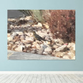Vogel auf den Felsen Stretched Canvas Print Leinwanddruck (Insitu (Holzboden))