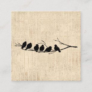Vögel auf der Baumzweig Vintage Vogelkunst Begleitkarte