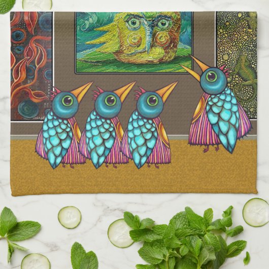 Vögel auf der Galerie Geschirrtuch (Gefaltet)