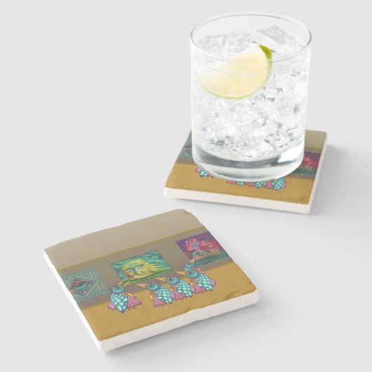 Vögel auf der Galerie Steinuntersetzer (Seitenansicht)