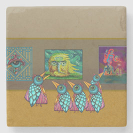 Vögel auf der Galerie Steinuntersetzer