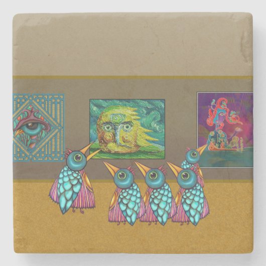 Vögel auf der Galerie Steinuntersetzer (Vorderseite)