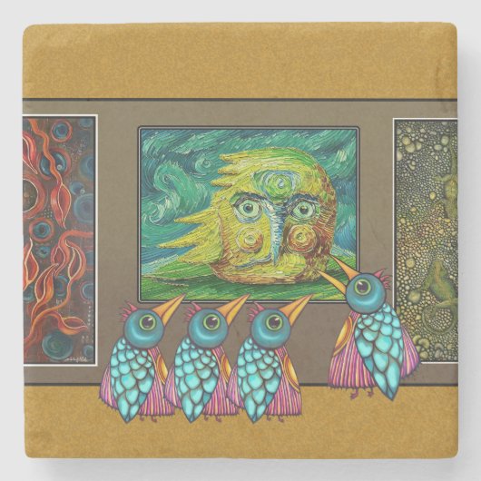 Vögel auf der Galerie Steinuntersetzer (Vorderseite)