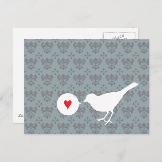 Vogel auf der Postkarte der Liebe (Vorne/Hinten)