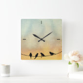 Vögel auf Draht Quadratische Wanduhr (Zuhause)