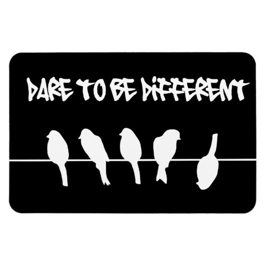 Vögel auf Draht - wagen, anders zu sein (schwarz) Magnet (Horizontal)