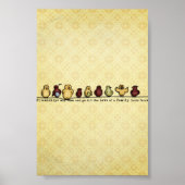 Vögel auf Drahtgelb-Hintergrund Zitat Poster (Vorne)