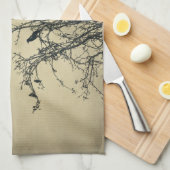 Vögel auf einem Baum Geschirrtuch (Viertel Falte)