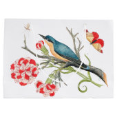 Vogel auf einem Baumzweig Große Geschenktüte (Rückseite)