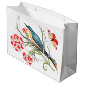 Vogel auf einem Baumzweig Große Geschenktüte (Rückseite Schrägansicht)