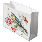 Vogel auf einem Baumzweig Große Geschenktüte (Vorderseite Schrägansicht)