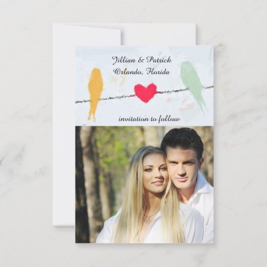 Vögel auf einem Draht - 3x5 Save the Date Karte (Rückseite)