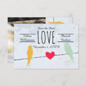 Vögel auf einem Draht - 3x5 Save the Date Karte (Vorne/Hinten)