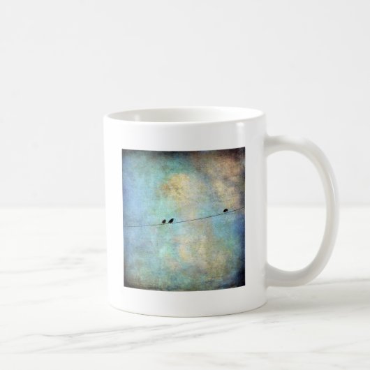 Vögel auf einem Draht, digitale Kunst Kaffeetasse (Rechts)