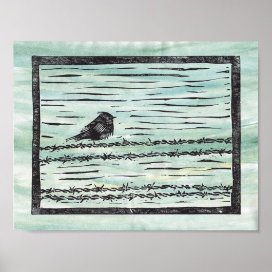 Vogel auf einem Draht - Farbe Poster (Vorne)