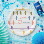 Vögel auf einem Draht mit einer romantischen Drehu Pappteller (Party)