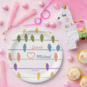 Vögel auf einem Draht mit einer romantischen Drehu Pappteller (Party)