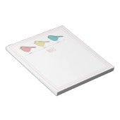 Vögel auf einem drahtlosen Notepad Notizblock (angewinkelt)