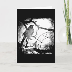 Vogel auf einem einfarbigen Zweig Karte