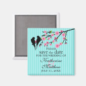 Vögel auf einem Kirschblossom Save the Date Magnet (Vorderseite/Rückseite)