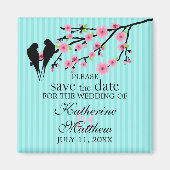 Vögel auf einem Kirschblossom Save the Date Magnet (Vorne)