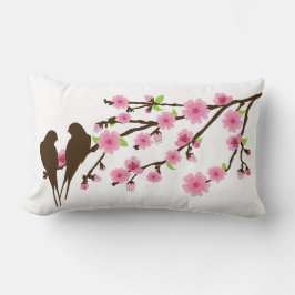 Vögel auf einem Kirschblossom Zweig Lumbar Pillow Lendenkissen