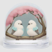 Vögel auf einem Kirschblossom-Zweig Schneekugeln (Rückseite)