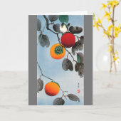 Vogel auf einem Persimmonbaum, Watanabe Seitei Karte (Gelbe Blume)