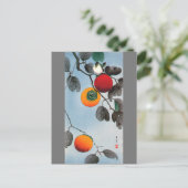 Vogel auf einem Persimmonbaum, Watanabe Seitei Postkarte (Stehend Vorderseite)