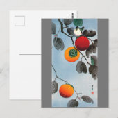 Vogel auf einem Persimmonbaum, Watanabe Seitei Postkarte (Vorne/Hinten)