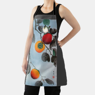 Vogel auf einem Persimmonbaum, Watanabe Seitei Schürze