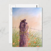 Vogel auf einem Picketzaun - Postkarte (Vorne/Hinten)