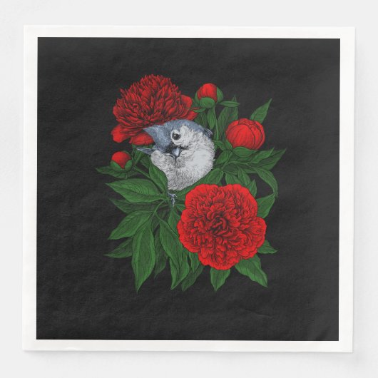 Vogel auf einem roten Tornadenstaub Serviette (Vorderseite)