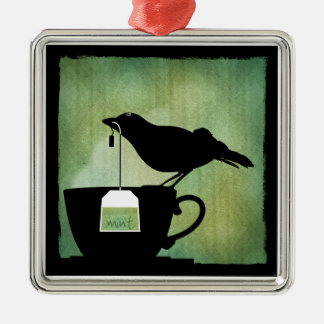 Vogel auf einem Teetassen-Ornament Ornament Aus Metall