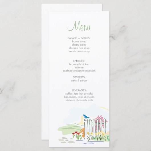 Vogel auf einem Zaun-Duschmenü Menükarte (Vorne/Hinten)