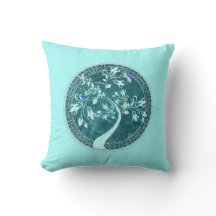 Vögel auf einem Zweig Aqua Blue Reversible