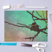 Vogel auf einem Zweig - Aqua N Pink Seidenpapier (Handwerk)