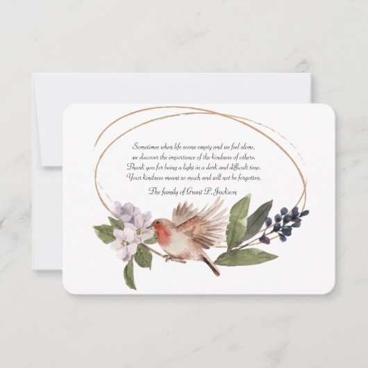 Vogel auf einem Zweig-Beileid dank Karte (Vorderseite)