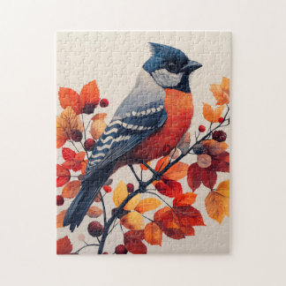 Vogel auf einem Zweig Herbstleaven Puzzle